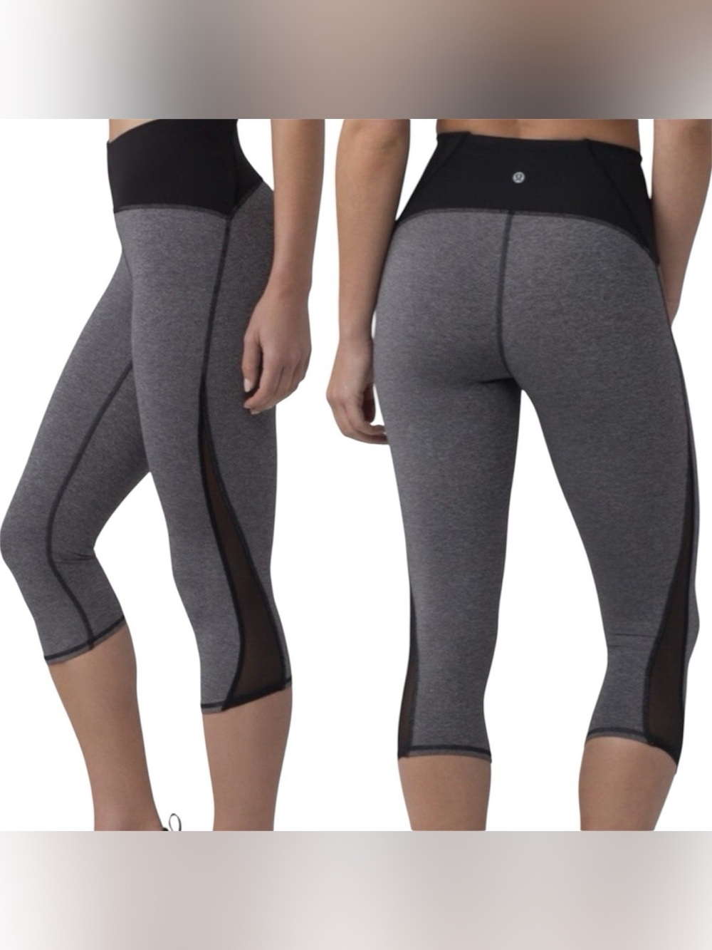 lululemon athletica Gray & Black High-Rise Cropped Leggings